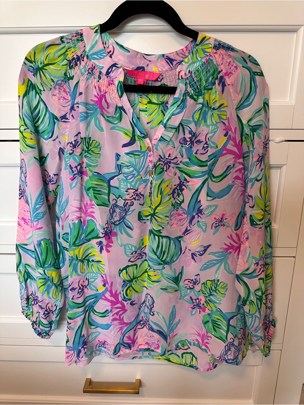 EUC Lilly Pulitzer Silk Elsa in Amethyst Tint Mermaid In The Shade